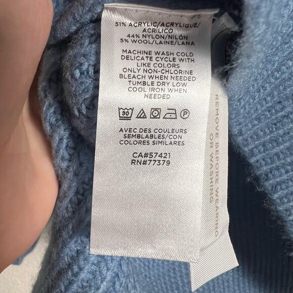 Ann Taylor Blue Wool Blend Crewneck Ribbed Knit Pullover Sweater Size XS Petite - Picture 10 of 10